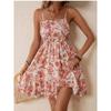Small Sweet Summer New Arrival Fashion Style off-Neck Elastic Waist Slim Fit Backless Ruffled Spaghetti Straps Dress