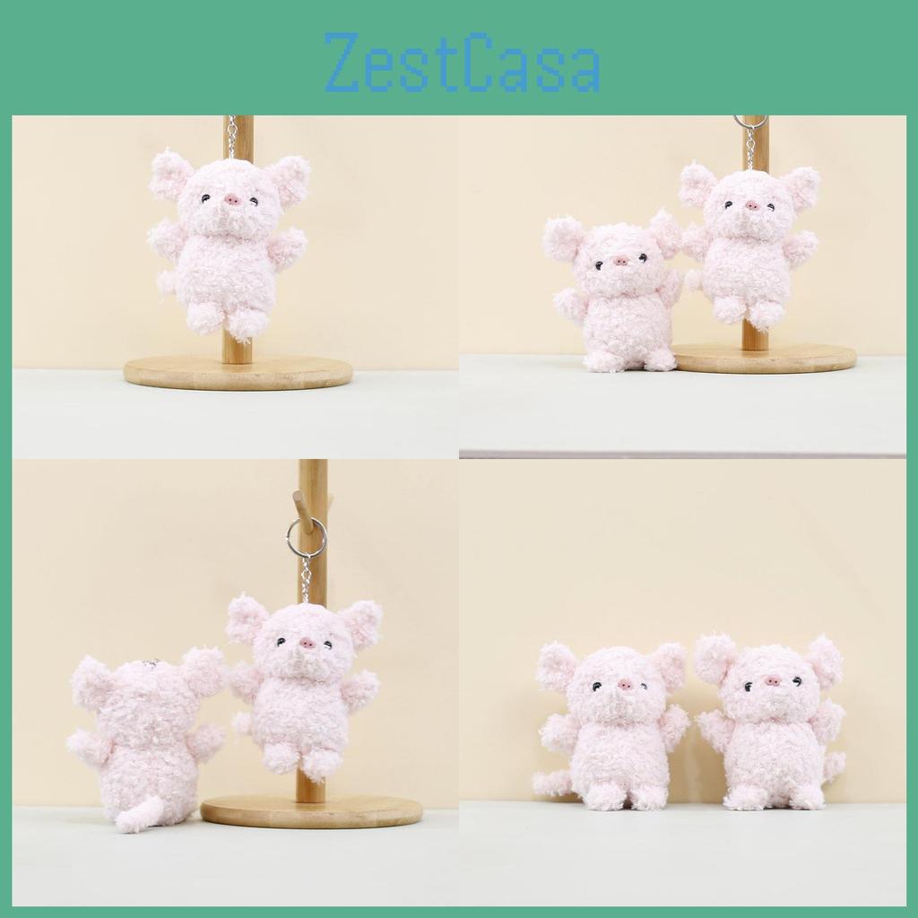 Charming Miniature Pig Plush Toy Soft Cuddly Coral Fleece Keychain Doll For Bags