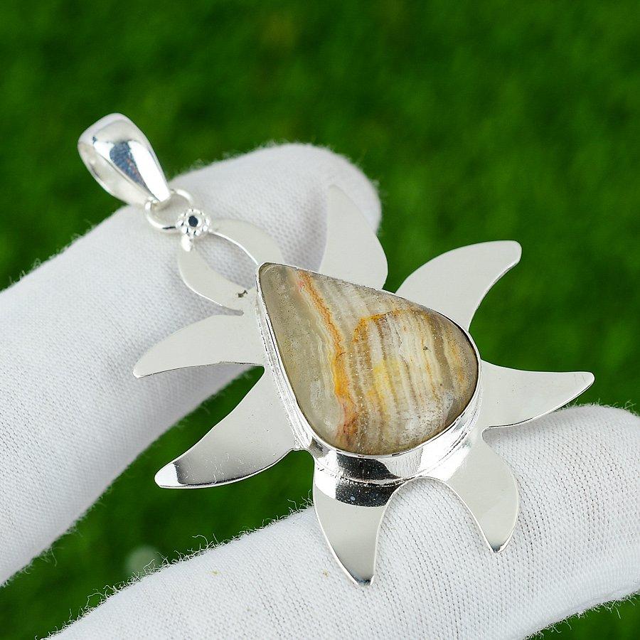 

Natural Aragonite Gemstone Pendant 925 Sterling Silver Indian Jewelry For Women