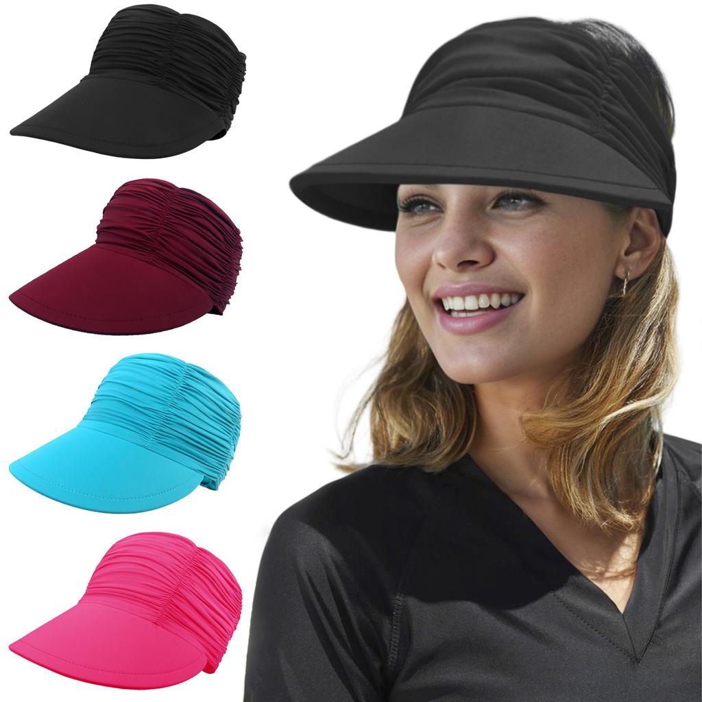 Women'S Sun Hat Women'S Uv Protection Ice-Feeling Material Large Brim Outdoor Sports Empty Top Hat