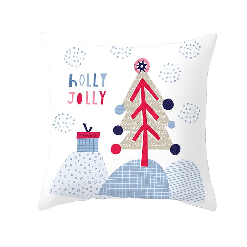 Christmas Peach Skin Pillow Cover Nordic Sofa Cushion Cover Cartoon Print Pillow Cover