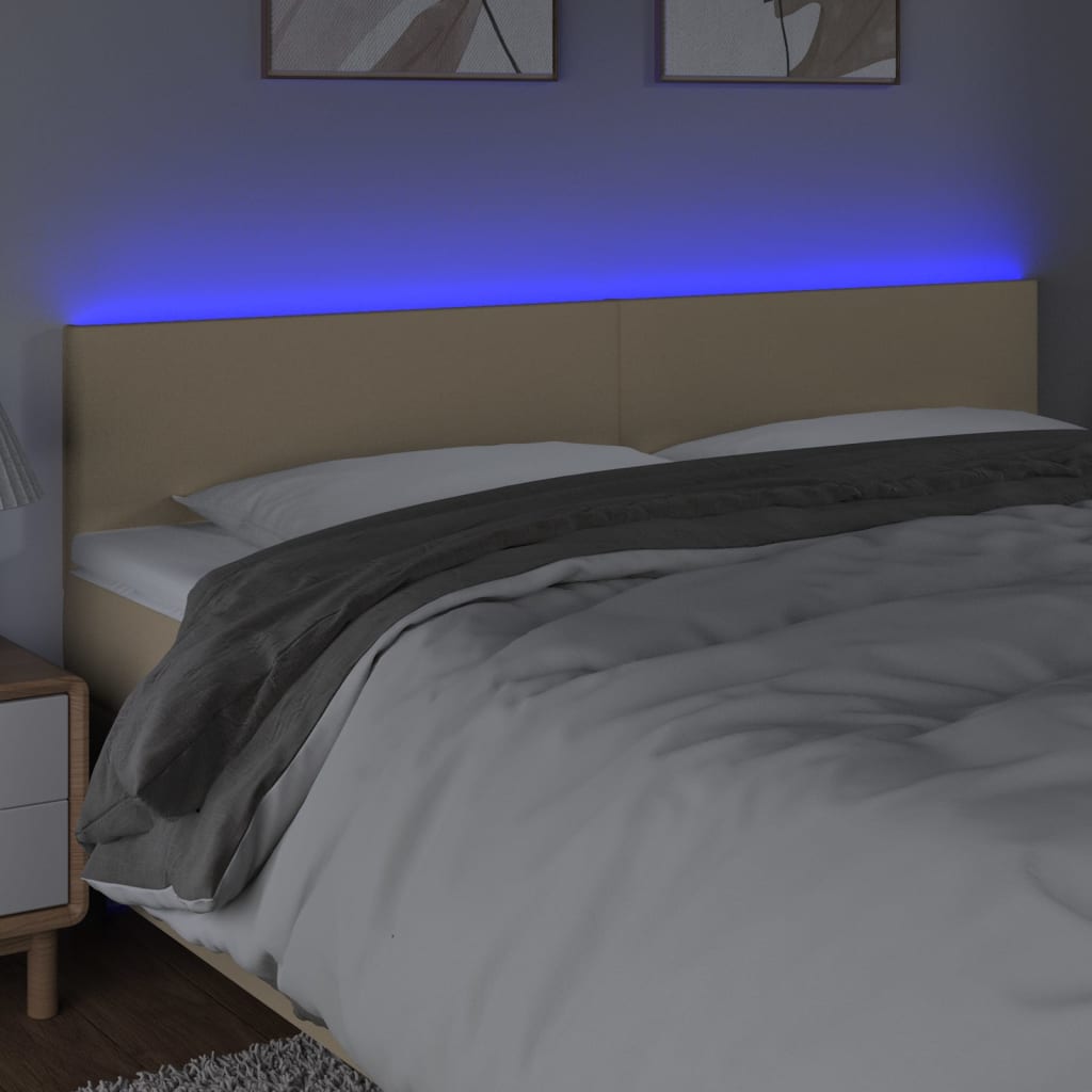 Vidaxl Zagłówek Do Łóżka Z Led, Kremowy, 160X5X78/88 Cm, Tkanina