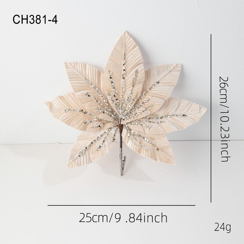 New 25CM Artificial Poinsettia Flower Glitter Sparkling Simulation Flowers Sequins DIY Christmas Flower Christmas Tree Accessory