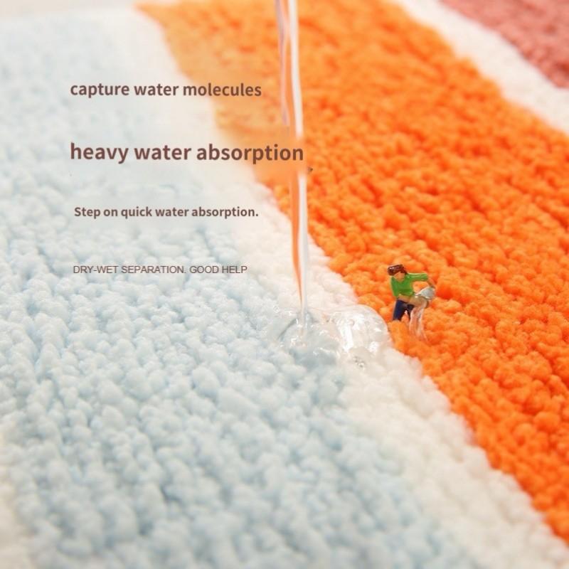 Fresh Color Living Room Entrance Bathroom Absorbent Non-Slip Foot Mat Imitation Cashmere Dirt Resistant Carpet Home Decor