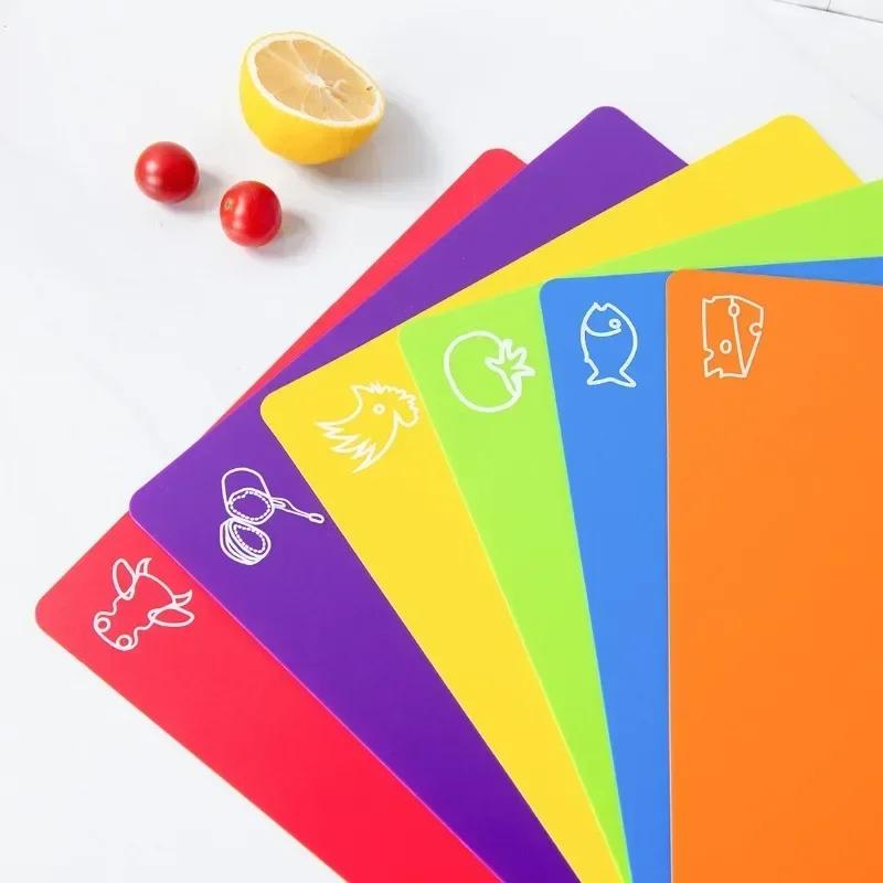 1pcs  Flexible Plastic Non-slip Chopping Block - Cutting Board - Mats With Food Icons Tools 30x 38 Kitchen Board