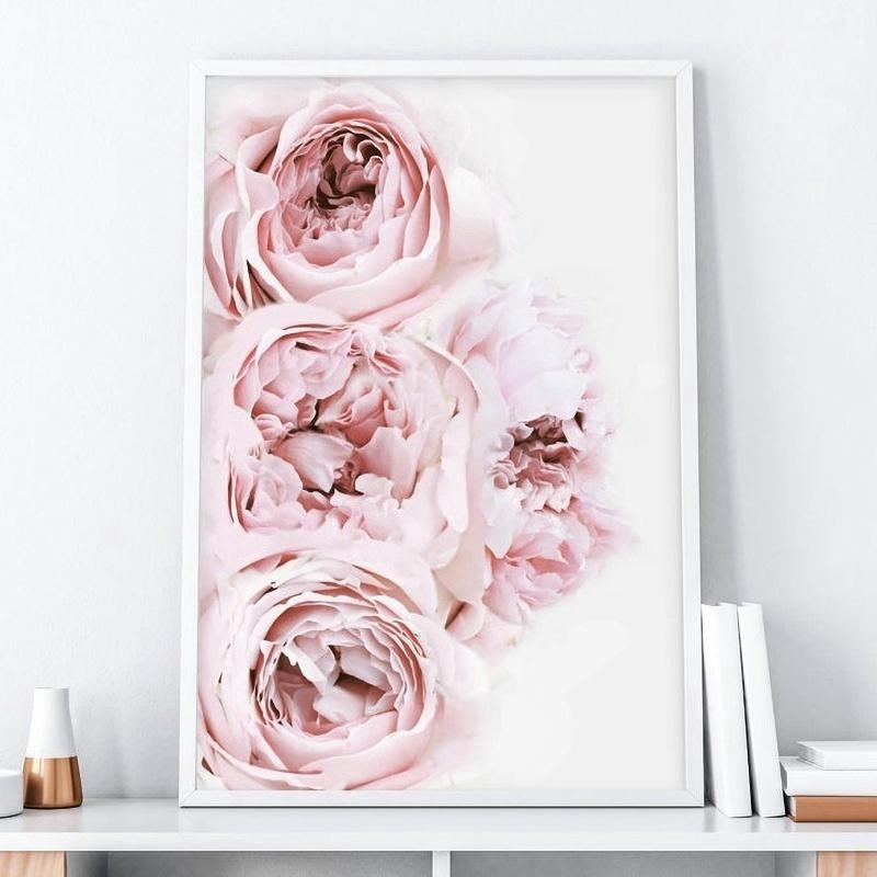 Canvas Painting Nordic Decor Pink Peony Flower Poster and Print Love Wall Art Floral Picture Bedroom