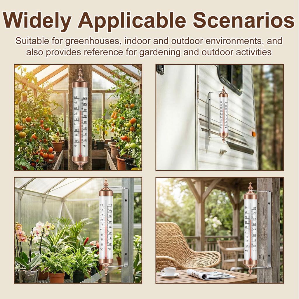 Buiten thermometer Decoratieve Buiten thermometer Waterdicht Geschikt voor Buitenmuur Raam Tuin Kas Terras Garage