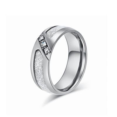 Luxury Square Diamonds Silver Silk Misty Titanium Steel Ring for Men Women Wedding Proposal Jewellery Gold Elegant Couple Finger Rings
