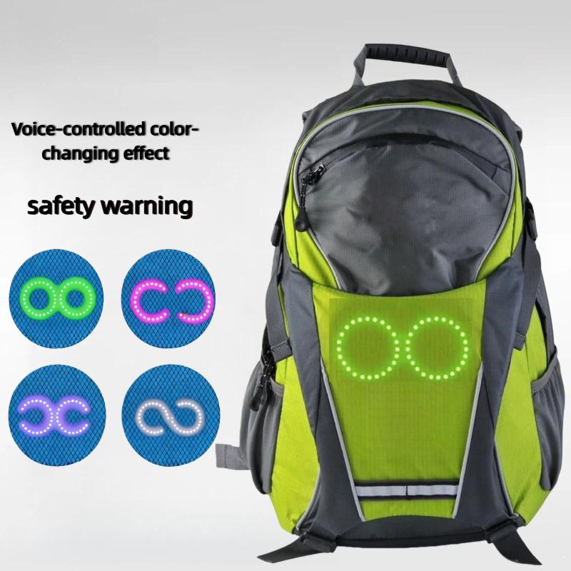 

18-liter bicycle backpack, LED voice-controlled multi-color lights, outdoor safety, night riding, parking and camping, eco-friendly
