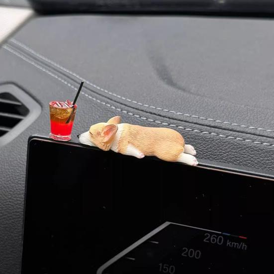 Ozdoba do auta Corgi Roztomilý Mini Spící Corgi Dekorace do auta Ozdoba na středovou konzoli Dárek pro milovníky aut a domácích mazlíčků