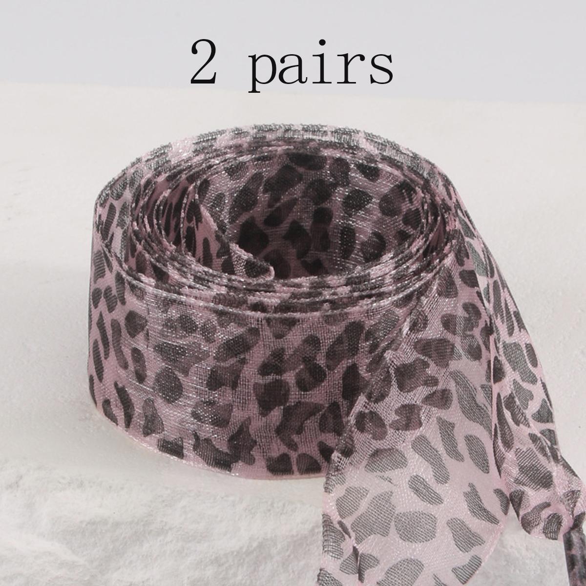 

Шнурки из органзы, 1 пара и 2 пары Модные шнурки из атласной ленты, леопардовый узор Кружевные шнурки из ленточной пряжи 100cm