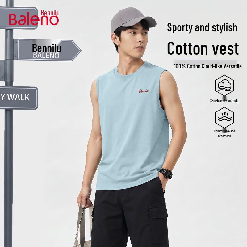 Baleno Men s Pure Cotton Sleeveless Round Neck Vest 3XL