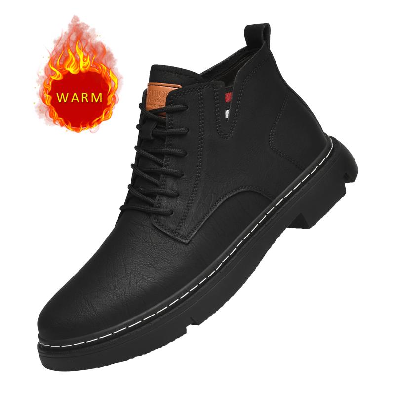 Men's Genuine Leather Casual Shoes Winter Velvet High Top Workwear Shoes Fashionable and High-quality Oxford Shoes for Men‘s