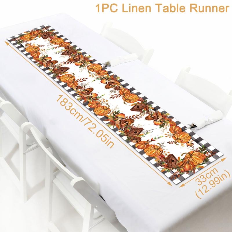 Halloween Party Linen Table Runner Happy Halloween Decoration For Home Kids Trick Or Treat Pumpkin Bat Horror Party Supplies