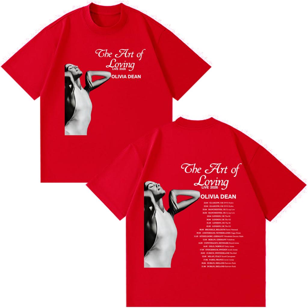 Olivia Dean Art Of Loving Tour 2026 Graphic Tees Unisex Unisex Vintage Tshirt Shortsleeved Loose Casual Cotton Tshirts Streetwear