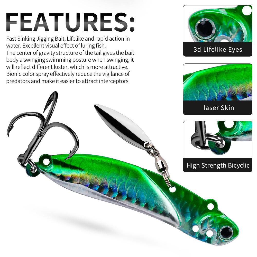Long Cast Metal Spinner Jigging Lure - Rotating Bionic Bait for Zander Sea Fishing.