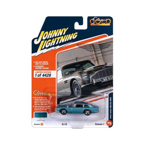 Johnny Lightning 1/64 Aston Martin DB5 1966 Blue Classic Gold Aston Martin Diecast Model Car