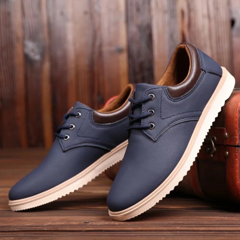 Fashion Men's Loafers Fashion PU Leather Casual Shoe Light Comfort Flats Lace Up Oxfords Driving Shoes for Men Sneaker Zapatillas Hombre