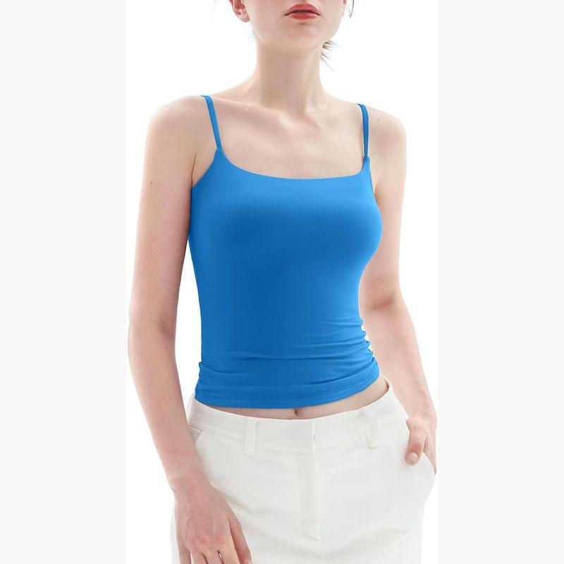 Solid Color Sleeveless Camisole Top Women's Solid Color Square Collar Sleeveless Sling Tops