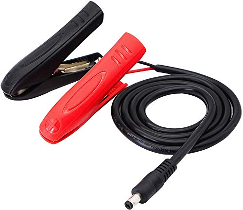 

SinLoon Alligator Clip Connector, DC Power Cable, Jump Starter, Battery Cable Black Red Alligator Clip to DC5.5x2.1mm Charging Cable for Motorcyc