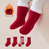 5 par Zagęszczone Ciepłe Noworoczne Czerwone Skarpetki Bawełniane Skarpetki do Kolan dla Malucha Dziecięce Pluszowe Czerwone Skarpetki Skarpetki Dziecięce