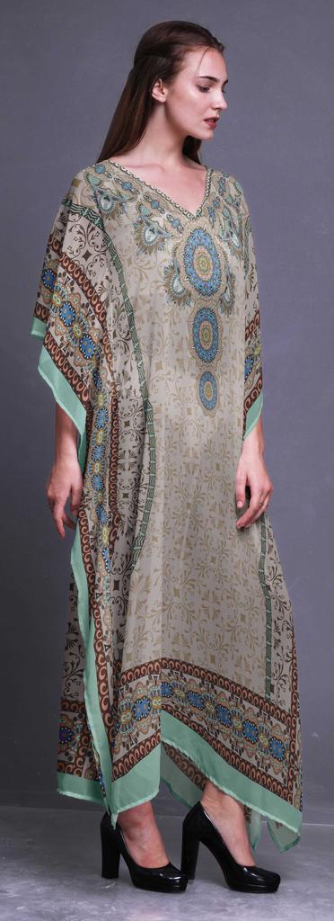 Phagun Damasco & Mandala Étnico Feminino Plus Size Caftan Roupa de Verão Cobertura de Praia Quimono