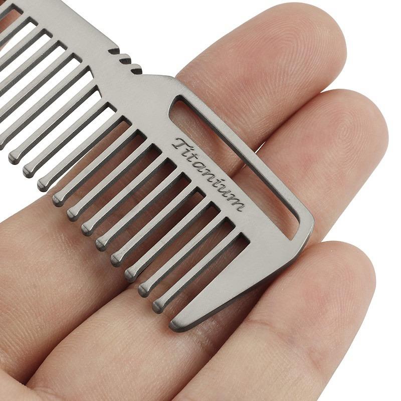 Compact Titanium Comb for Men - Lightweight EDC, Durable Stainless Steel Teeth, Non-Allergic Design for Everyday Grooming, Beard Grooming