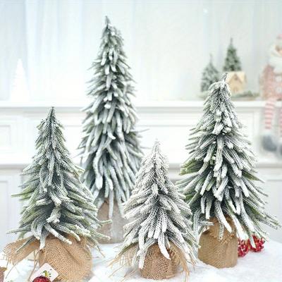 1 Piece Mini Falling Snow Christmas Tree PE Flocked Christmas Tree Tabletop Decorator Scene Arrangement Decorations