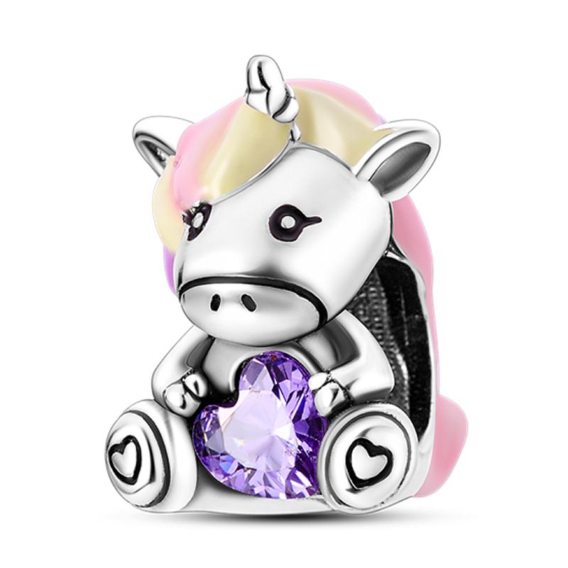 Majestätische Einhorn-Anhänger Kupferperlen Schöner bunter Anhänger Passend für Armband mit Anhängern DIY Schmuckgeschenk für Frauen Original