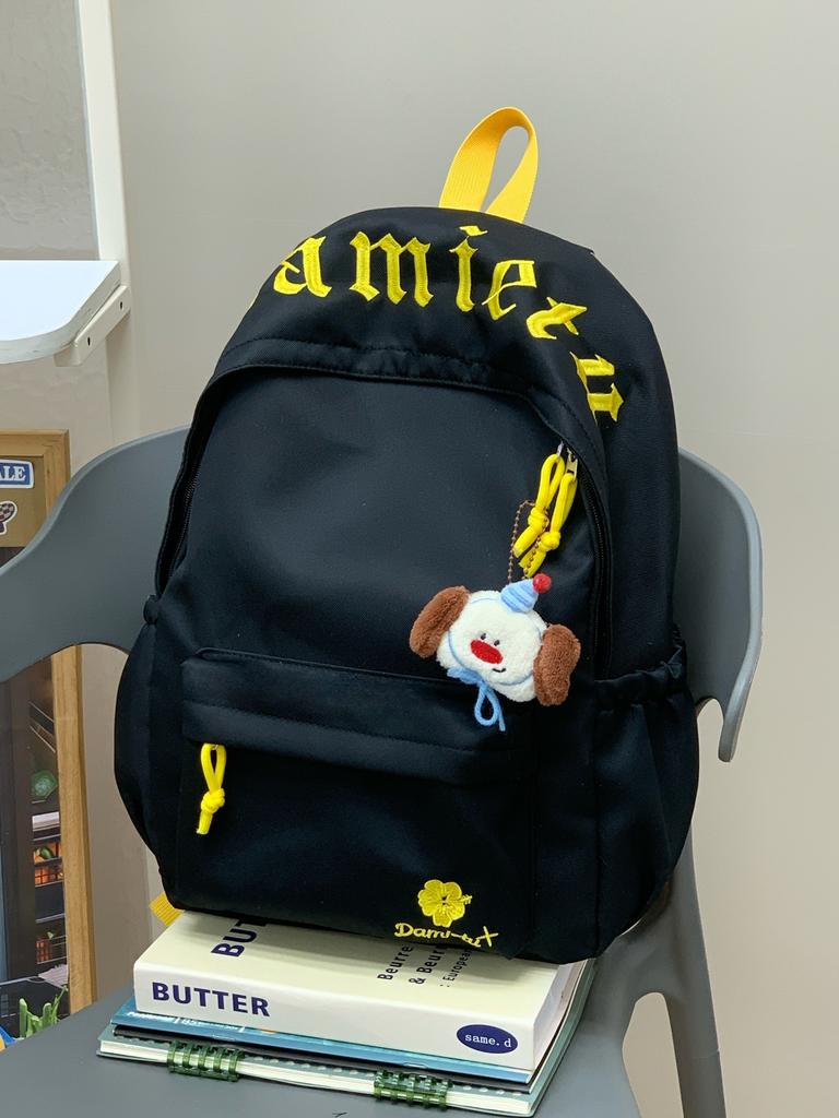 Schoolbag Japanese texture light blue letter embroidery casual backpack primary school students class holiday cram school lightweight small schoolbag