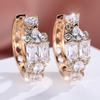 Exquisite White Blue Red Zircon Hoop Earrings for Women Luxury Gold Color Wedding Circle Earrings Jewelry Gift