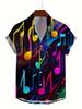[Colorful Notes Shirt] Colorful Notes Men's Shirt- Fully Printed Button-up Formal and Casual Dual-use Shirt, Machine Washable and Non-transparent