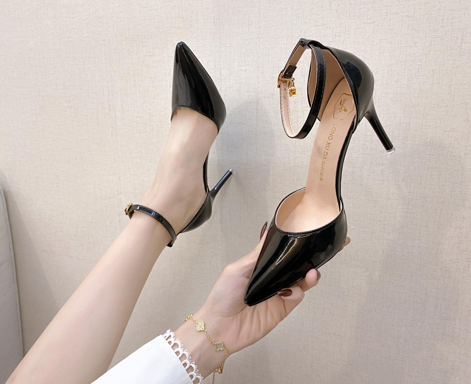 

Туфли-лодочки с острым носом и неглубоким вырезом на высоком каблуке, женские, 2025, новый нежный стиль королевской сестры, зрелые, с закрытым носком, модные, с полым высоким каблуком, одинарные туфли 34