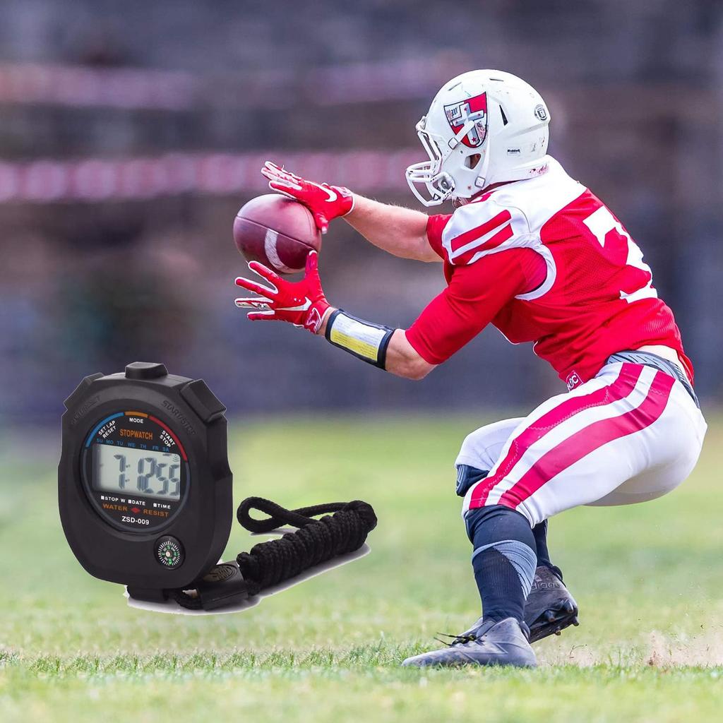 Cluoling Stopwatch Sports Digital Timer Waterproof Measures In for Referees and with Strap Included Stopwatch, 0.01 Seconds, Training,