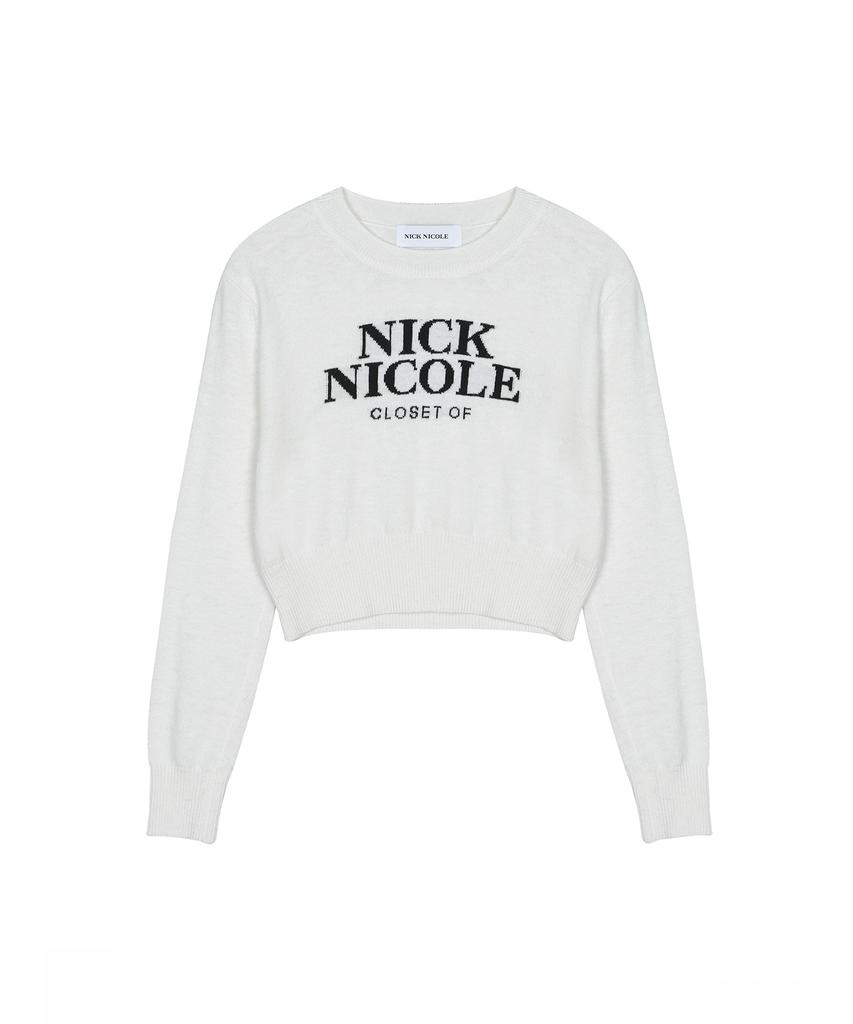 Nigaennikol Cashmere Nicole Logo Crop Jacquard Knit_Ivory