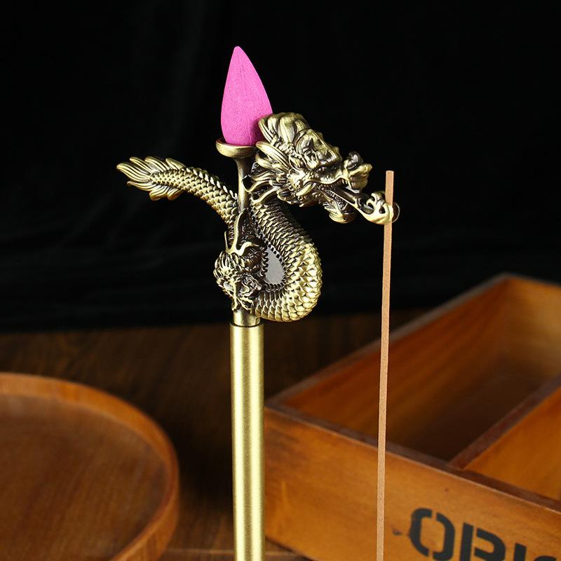 Chinese-style Auspicious Cloud Spit Rui Zodiac Dragon Incense Insert Ornament Home Furnishing Dragon-shaped Three-purpose Reversing Incense Plate