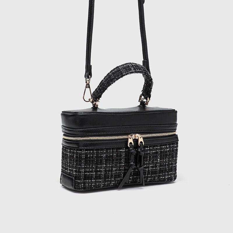ZR Cross-border New Retro One-shoulder Cross-body Bag Style Woolen Box Portable Cosmetic Square