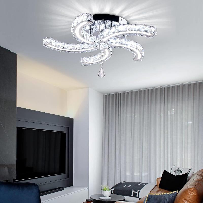 Modern K9 Crystal Led Ceiling Light Indoor Luxury Chandelier Windmill Designed Dining Room Plafon Living Room Decor Lamp Lustre