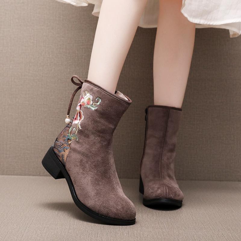 

Женские зимние теплые ботинки для снега, ботильоны с подкладкой из искусственного меха, низкие, толстые, с вышитой молнией, с флисовой подкладкой, короткие ботинки для женщин 40