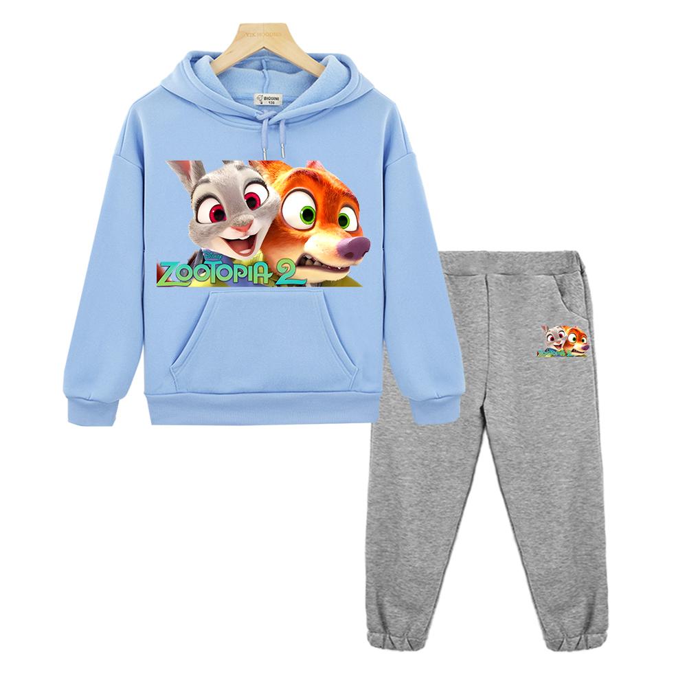 Jungen Mädchen Kapuzen Sportanzüge Zootopia 2 Lässige Hoodies Fleece Sweatshirt Pullover+Hose y2k sudadera Kinder Boutique Kleidung