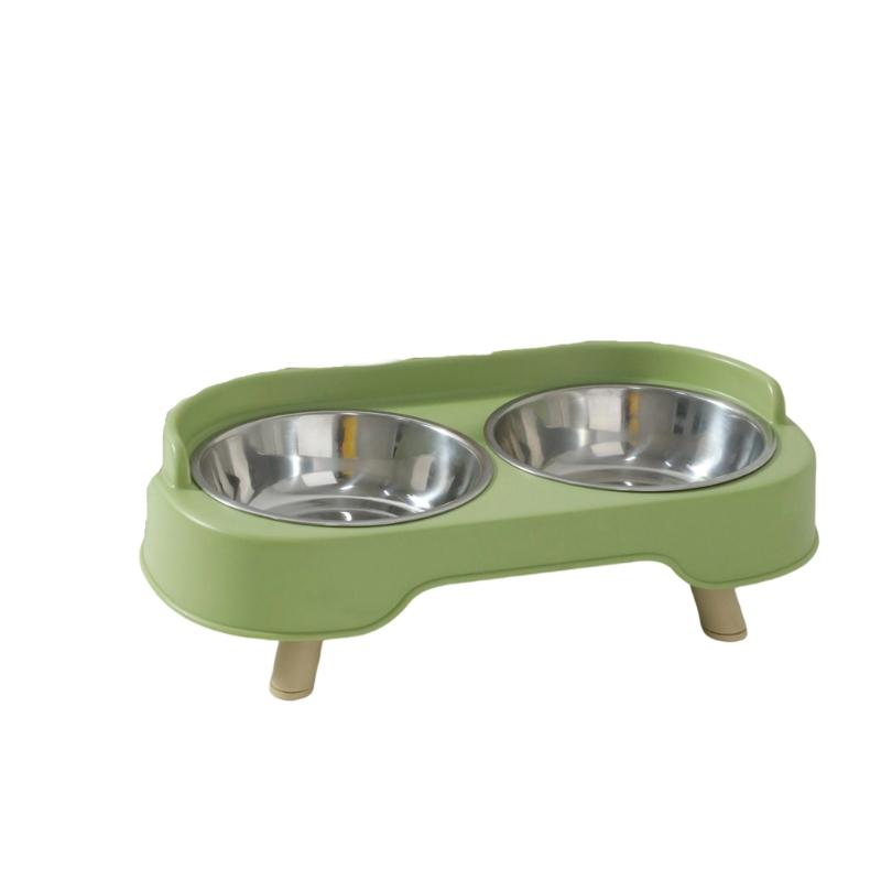 Stainless Steel Pet Bowl Sofa  Feeding With Base Food Water Separation Cats Double Bowl Fashion Feeding Large Capacity