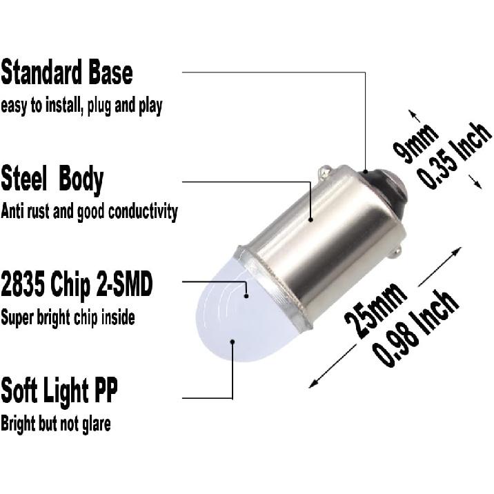 Yoper BA9S 53 57 1895 64111 LED Light Bulb for Car 12V White