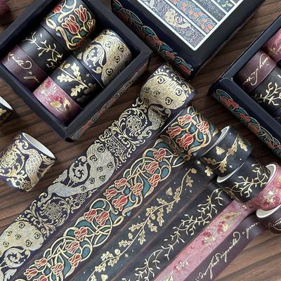 6 Rolls Hot Stamping Washi Tape Suitable for DIY Handbooks Items Gift Wrapping Decoration Exquisite Decoration Supplies