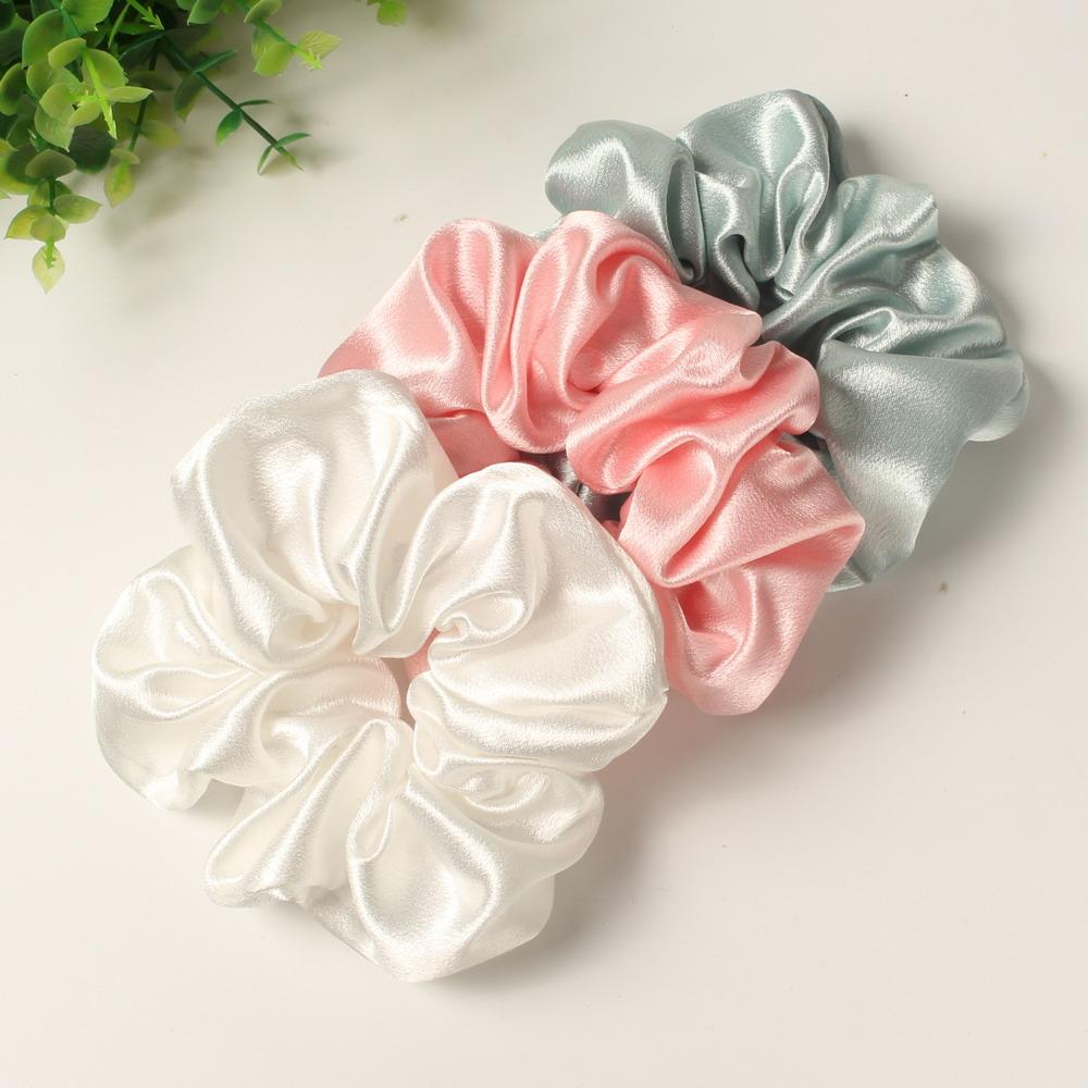 3 Pack Scrunchies for Women Hair Ties Bands Satin Hair Scrunchies for Girls Thick Curly Hair Ponytail Holders Cute Pony Tails