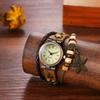 Antique Leather Cute Beaded Starfish Analog Adjustable Leather Brown Quartz Fashion Watch Perfect Gift for Day Women's Multi-Wrap Watch Design,