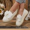 Bow Thick-soled Loafers for Women, 2025 Autumn New British-style Plus-size Muffins with A Foot of Small Leather Shoes
