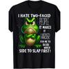 Men'S Funny Frog Graphic T-Shirt with "I Hate Two-Faced People" Slogan - Retro Casual Short Sleeve Tee