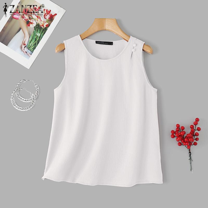 ZANZEA Women Casual Round Neck Summer Sleeveless Tank Tops