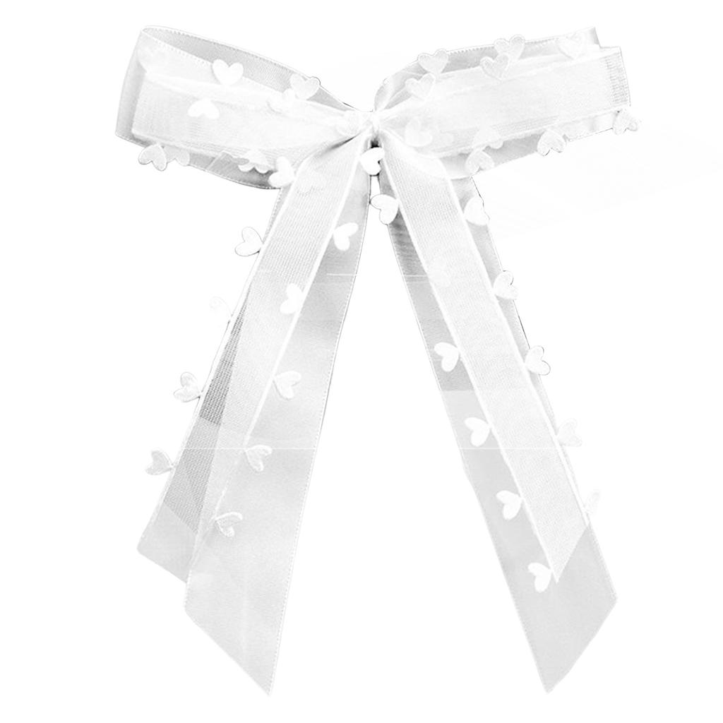 10PCS Heart Shape Tulle Bow Decorations Organza Bows for Wedding Car Party DIY Decoration Heart Shaped Tulle Bows 13x22cm