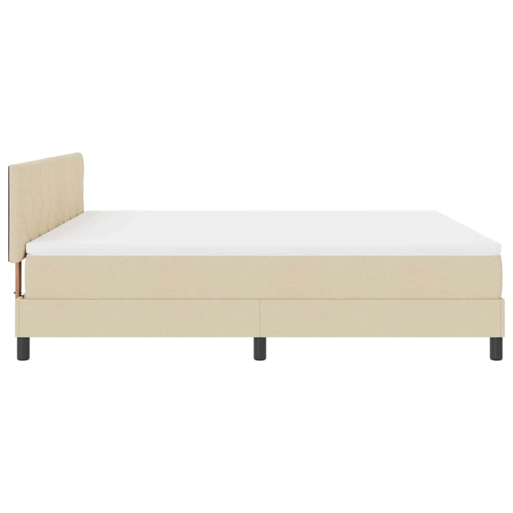 Box Spring Bed with Headboard Cream 180 x 200 cm Fabric